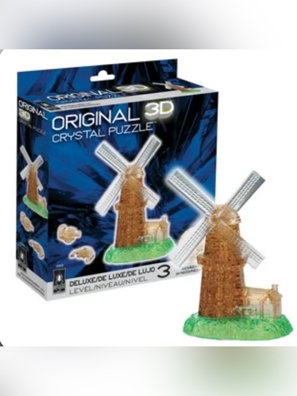 Original 3D Crystal Puzzle Windmill - Brown & Green
